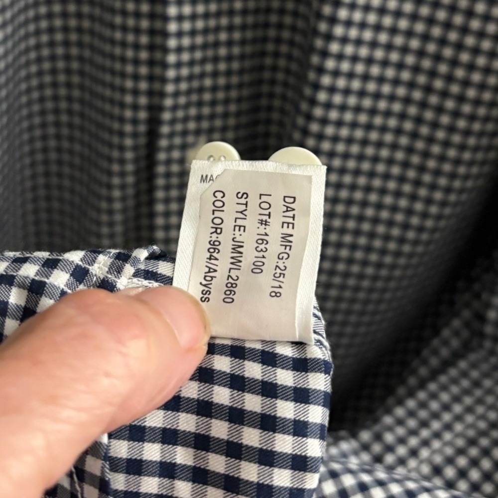 Johnnie-O Prep-formance Bamboo Stretch Gingham Button Down Shirt Men's XXL Navy - Picture 11 of 13